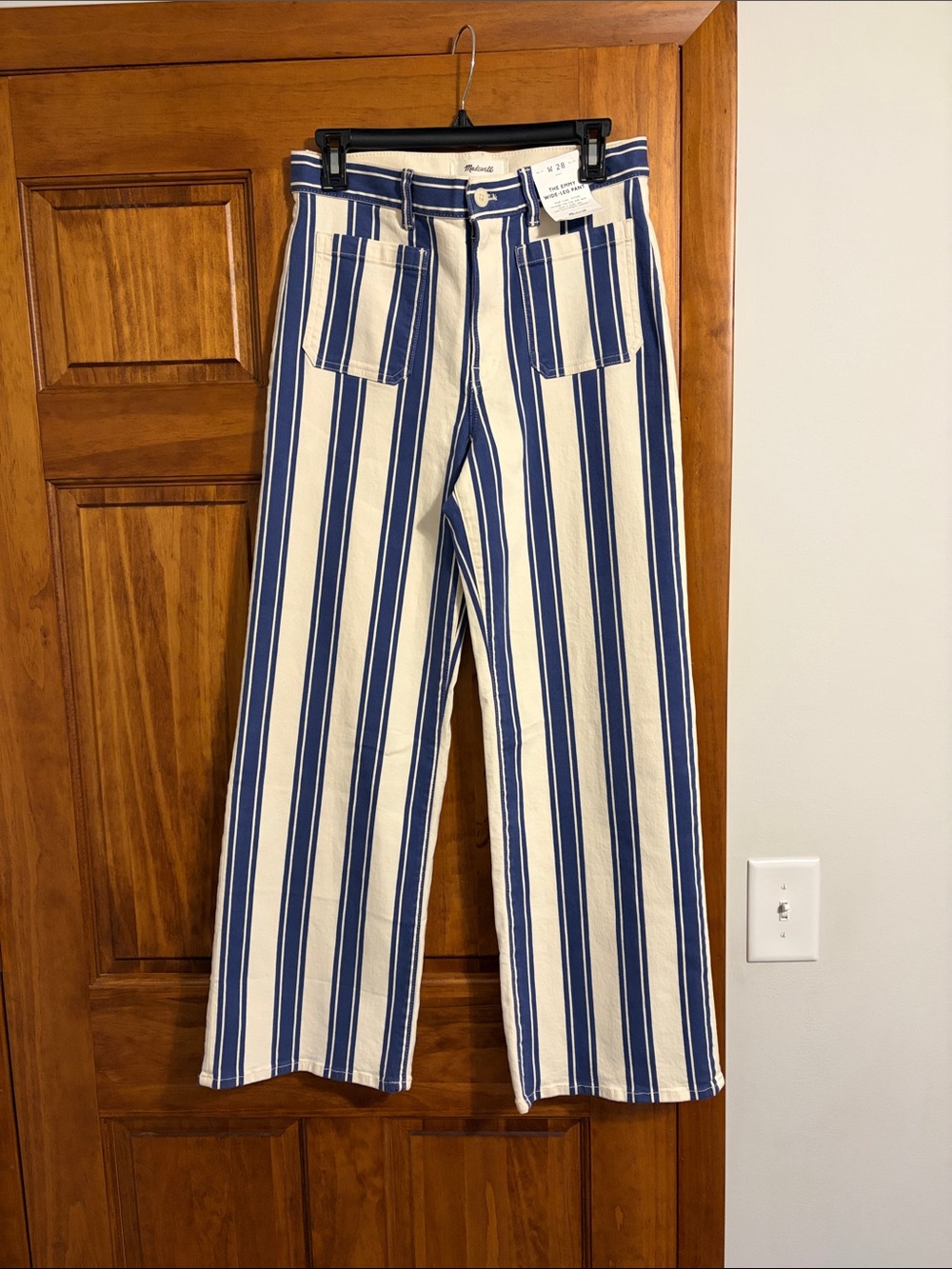 Madewell The Emmy wide leg pant Blue and White Vertical-Stripe Wide-Leg Jeans